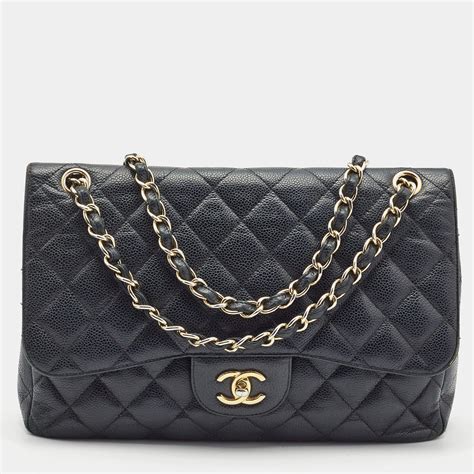 chanel flap bag black caviar|Chanel Black Quilted Caviar Jumbo Timeless Classic Double .